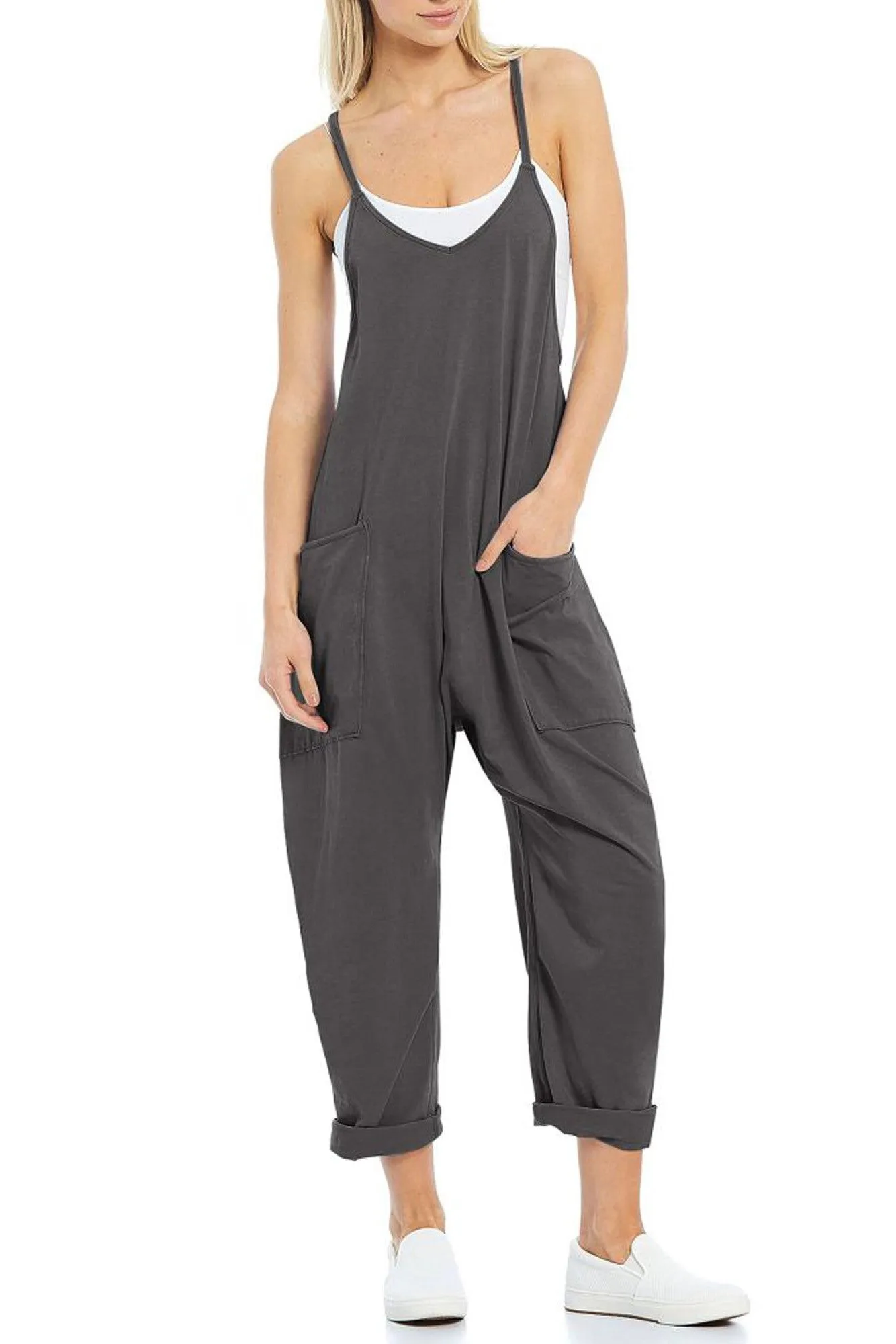 Loose V Neck Jumpsuit