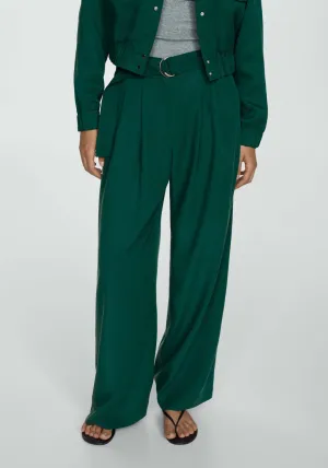 Lyocell trousers with belt - Green