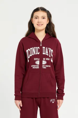 Maroon Hoody Zip Thru Sweatshirts