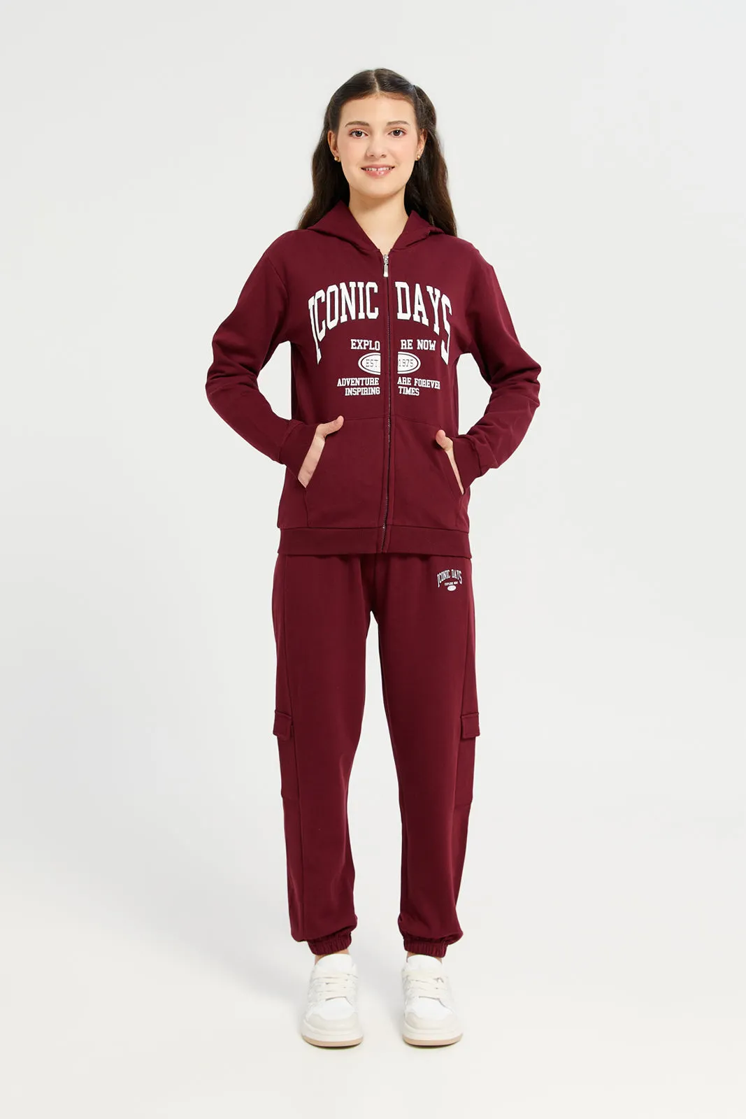 Maroon Hoody Zip Thru Sweatshirts