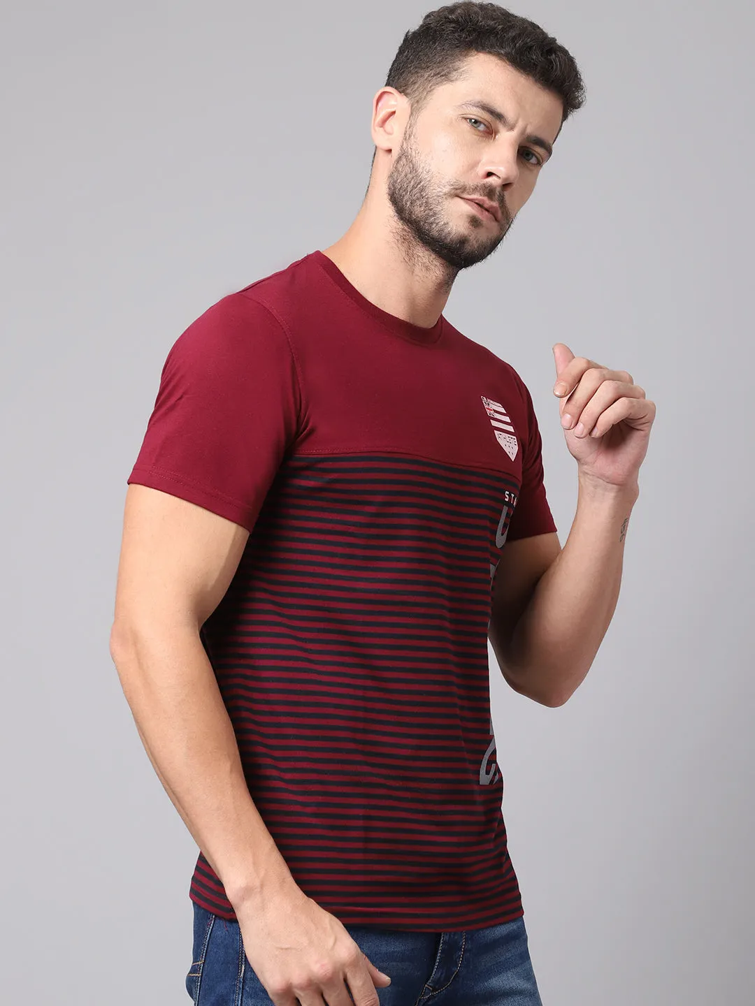 Men Maroon T-Shirt