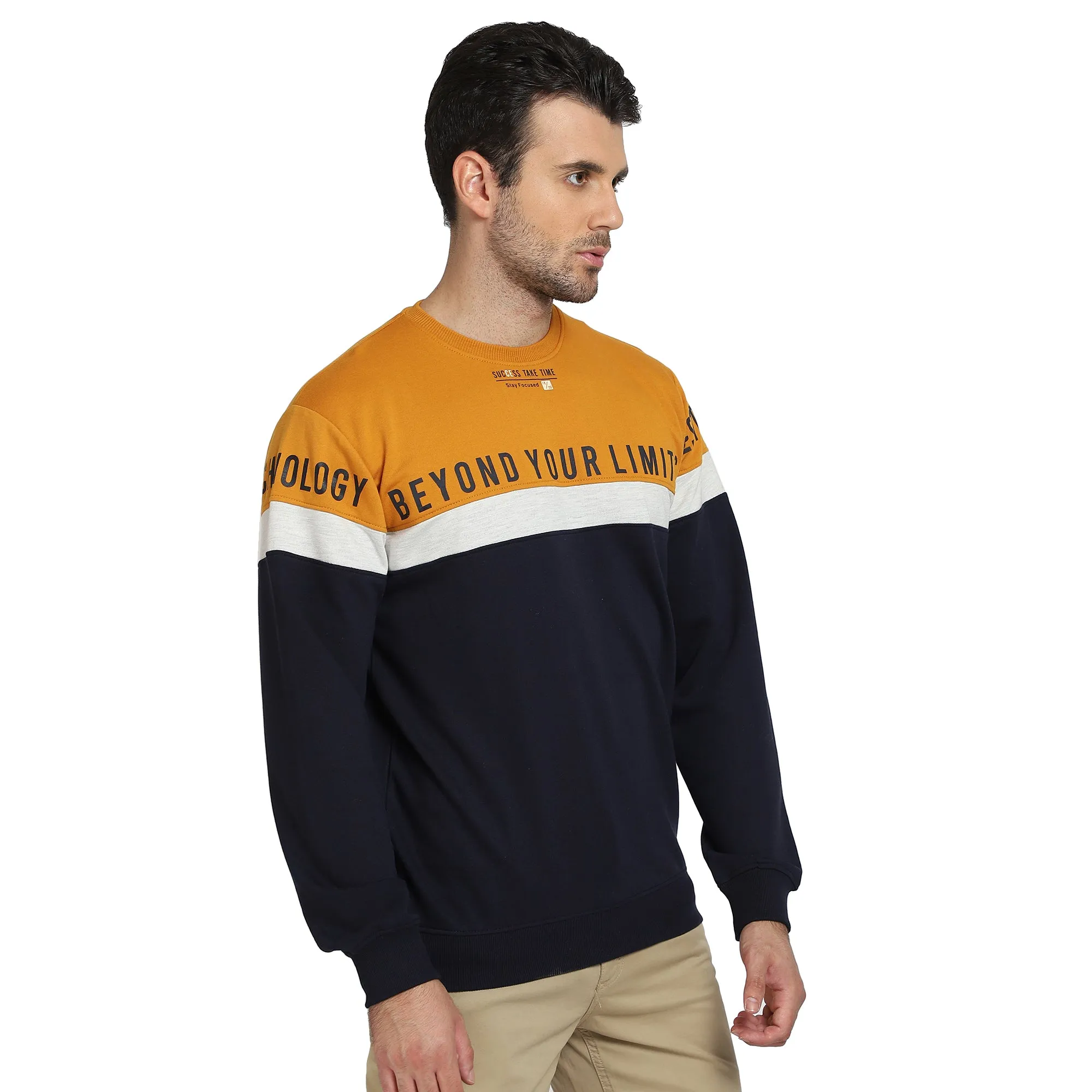 Men Mustard Casual Sweatshirt