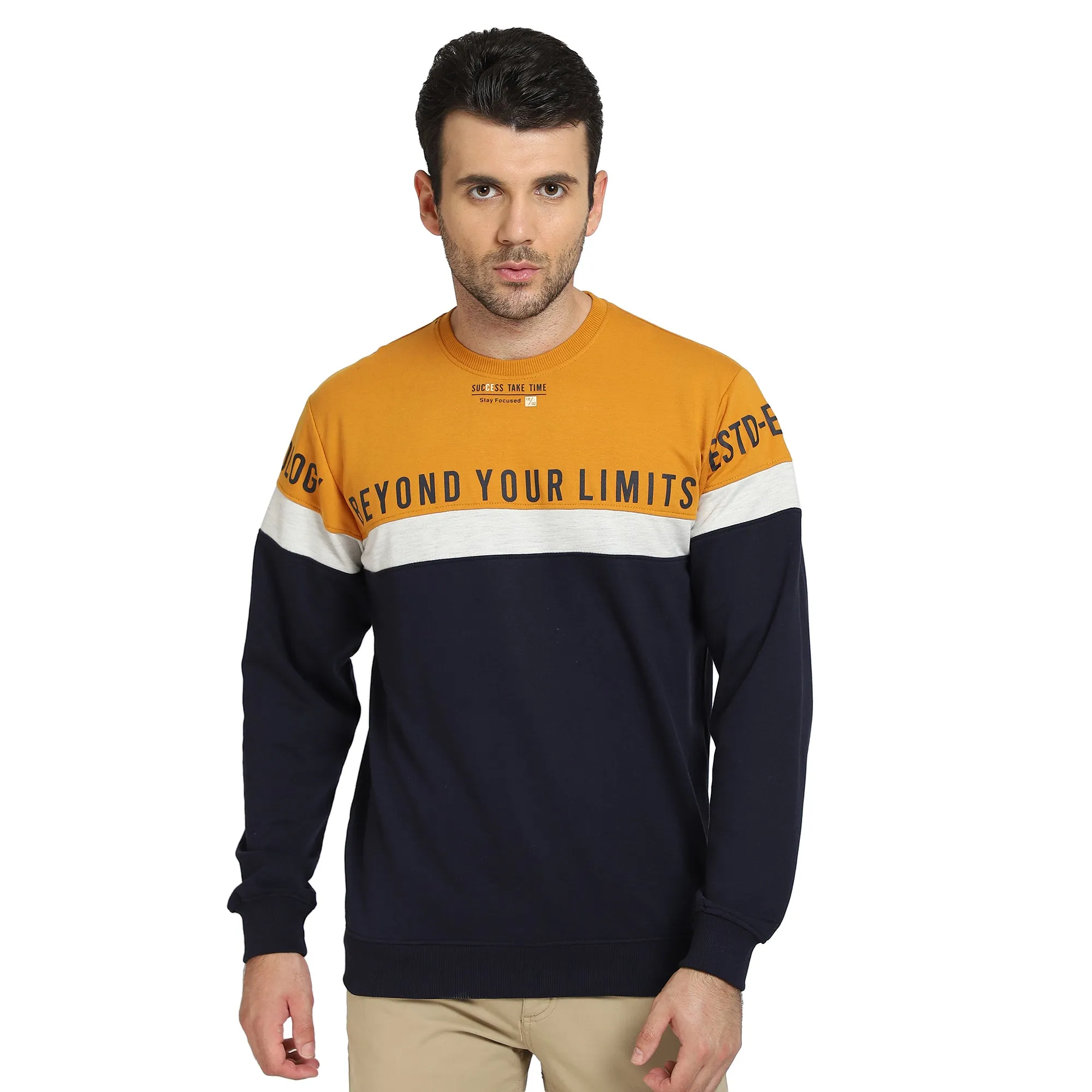 Men Mustard Casual Sweatshirt