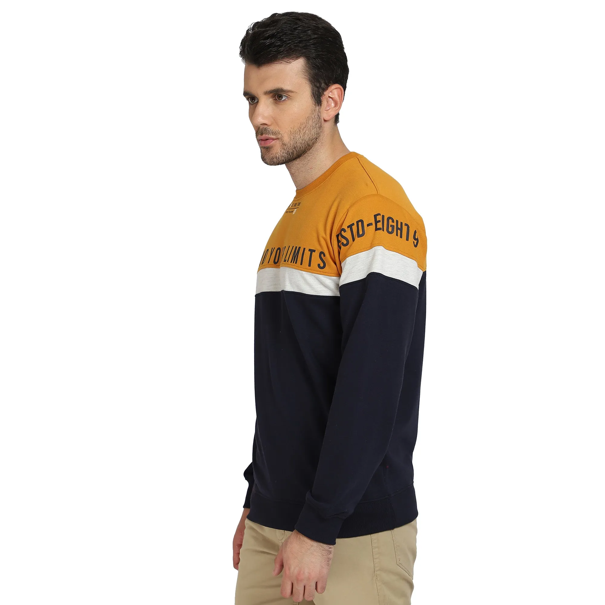 Men Mustard Casual Sweatshirt