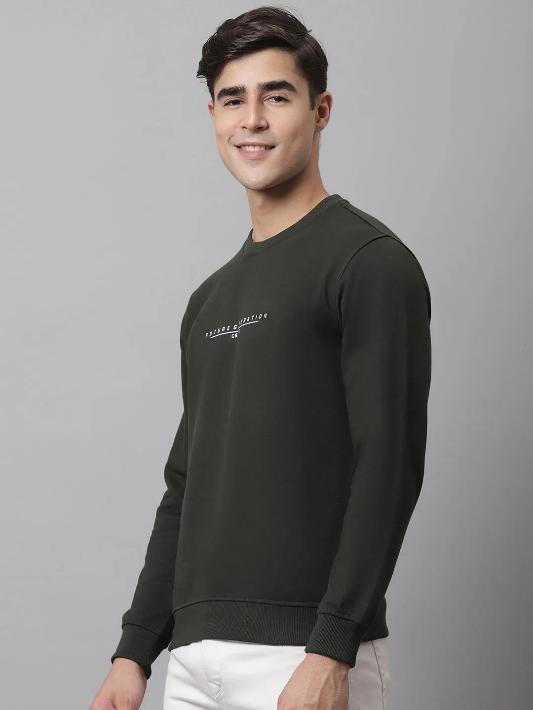 Men Olive Sweatshirt