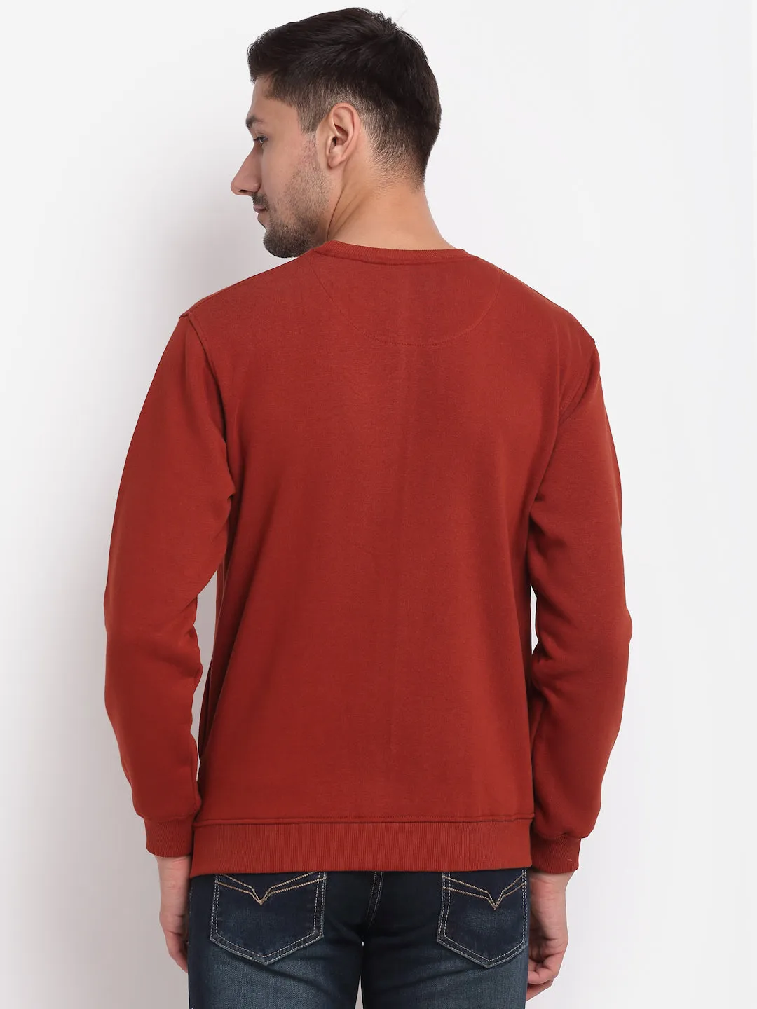 Men Rust Printed Sweatshirt