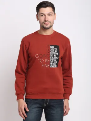 Men Rust Printed Sweatshirt