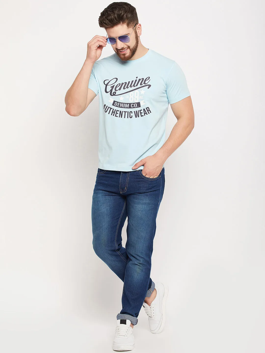 Men Sky Round Neck T-Shirt