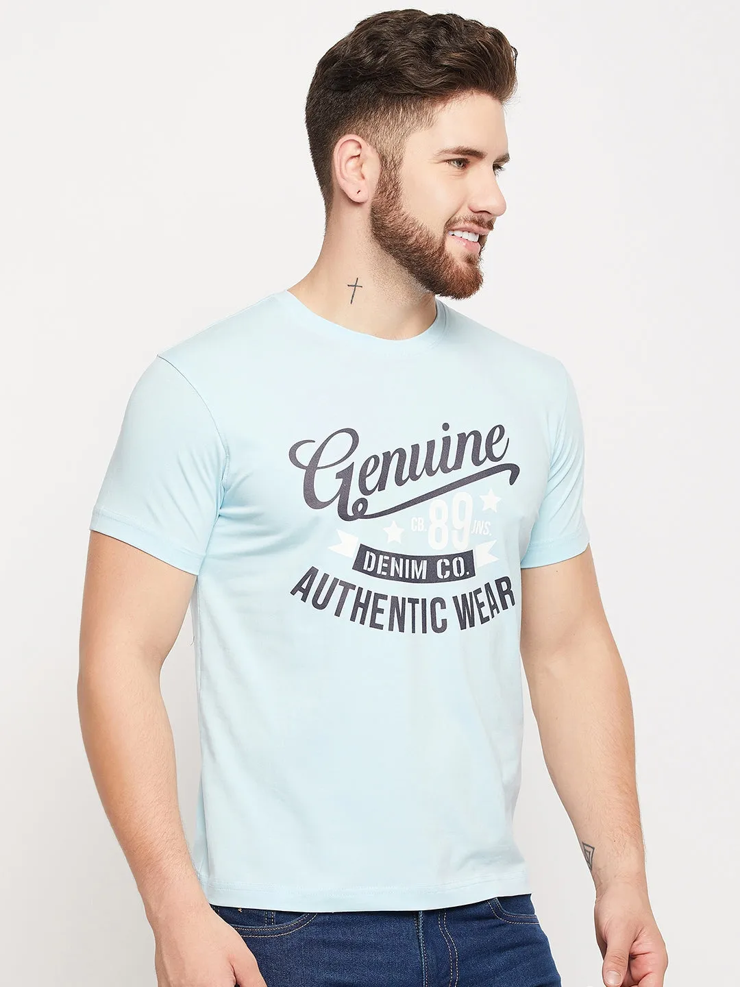 Men Sky Round Neck T-Shirt