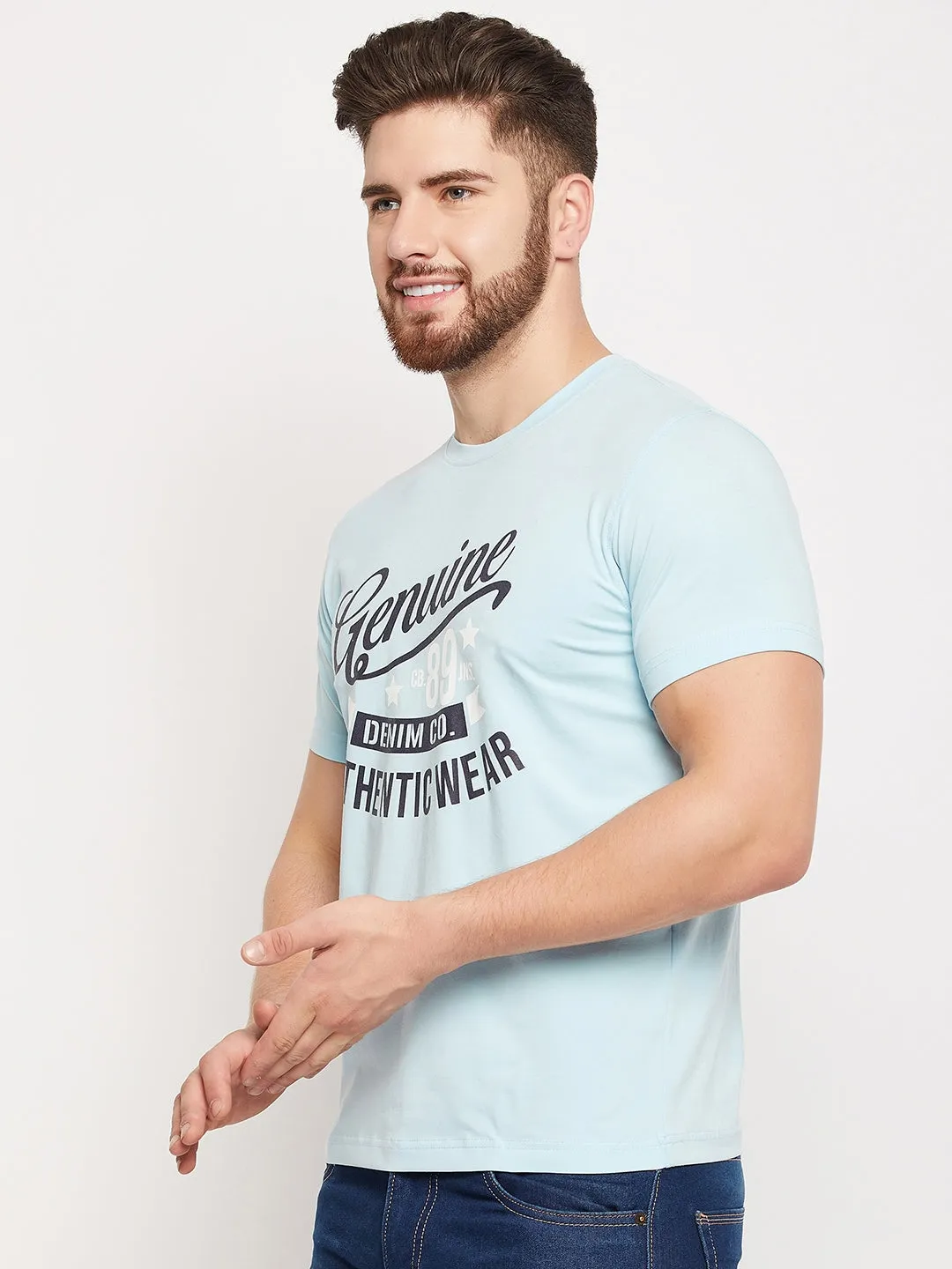 Men Sky Round Neck T-Shirt