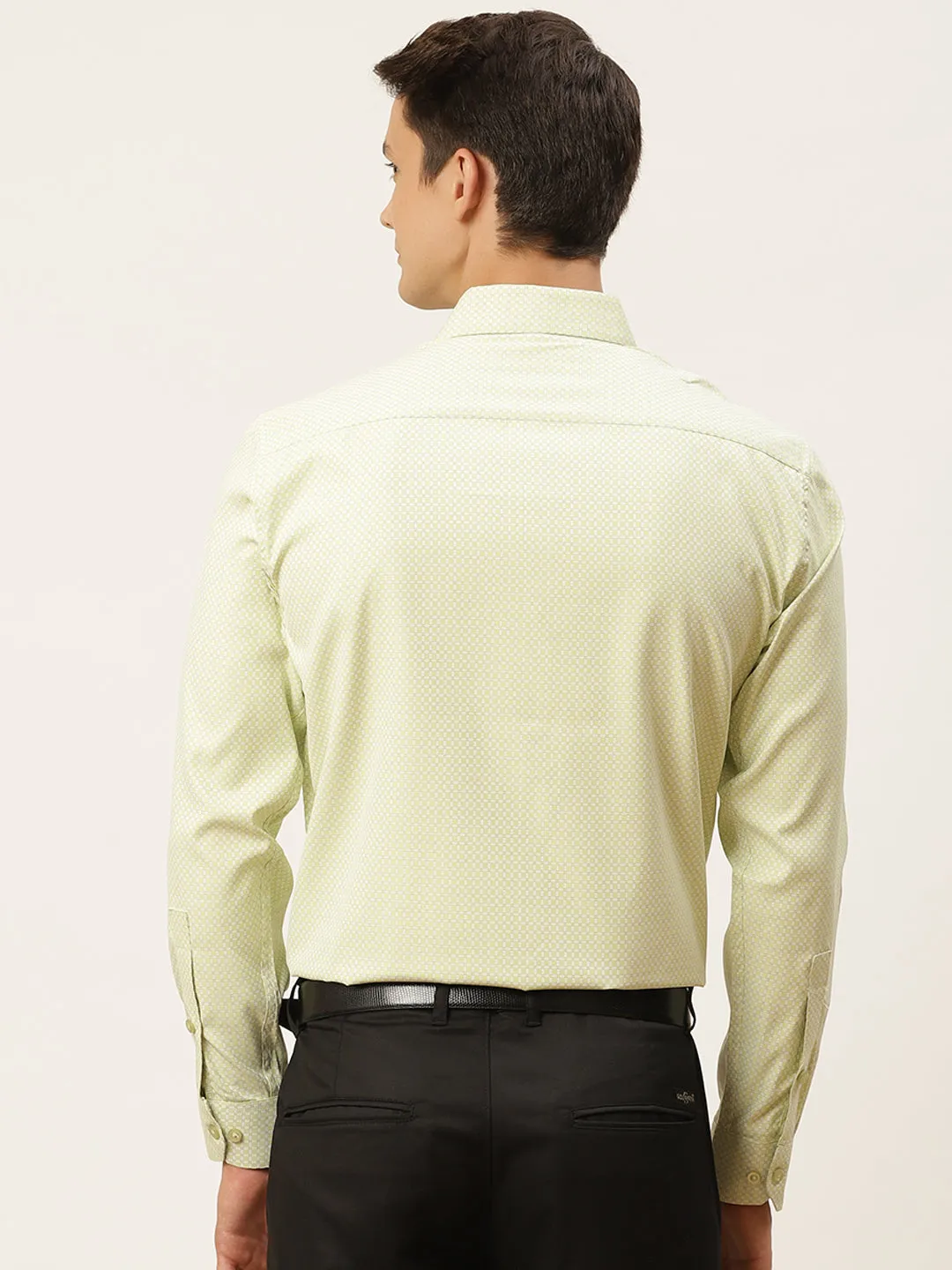 Mens Cotton Green & Off White Checked Formal Shirt - Sojanya