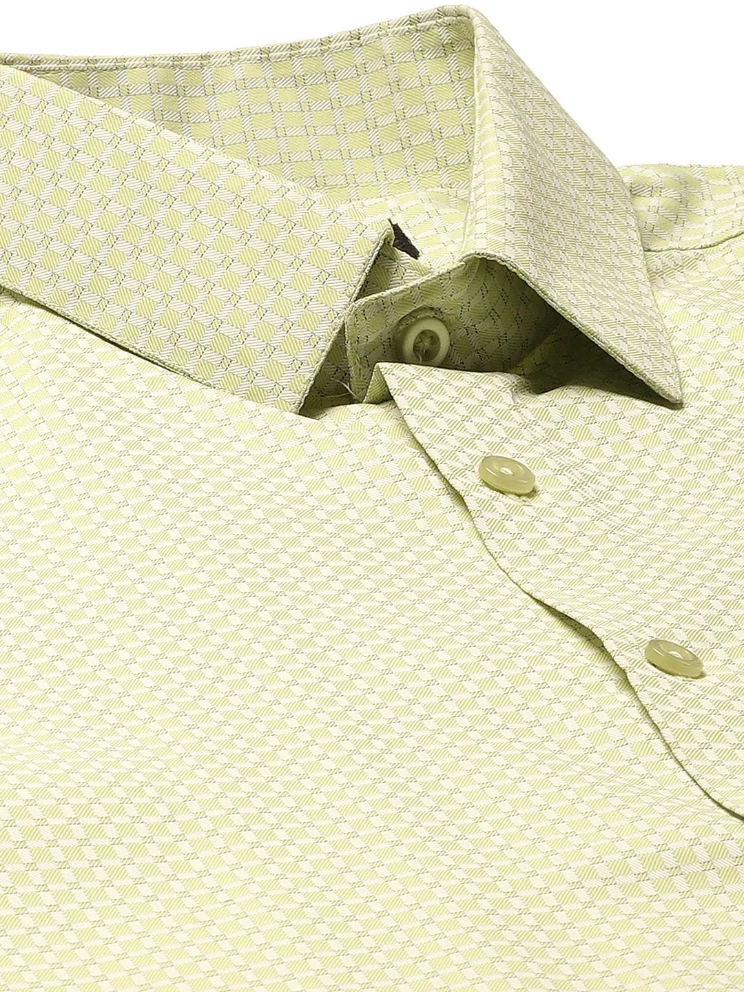 Mens Cotton Green & Off White Checked Formal Shirt - Sojanya