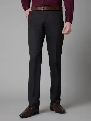 Men's Formal Flat front Charcoal Black  Trousers