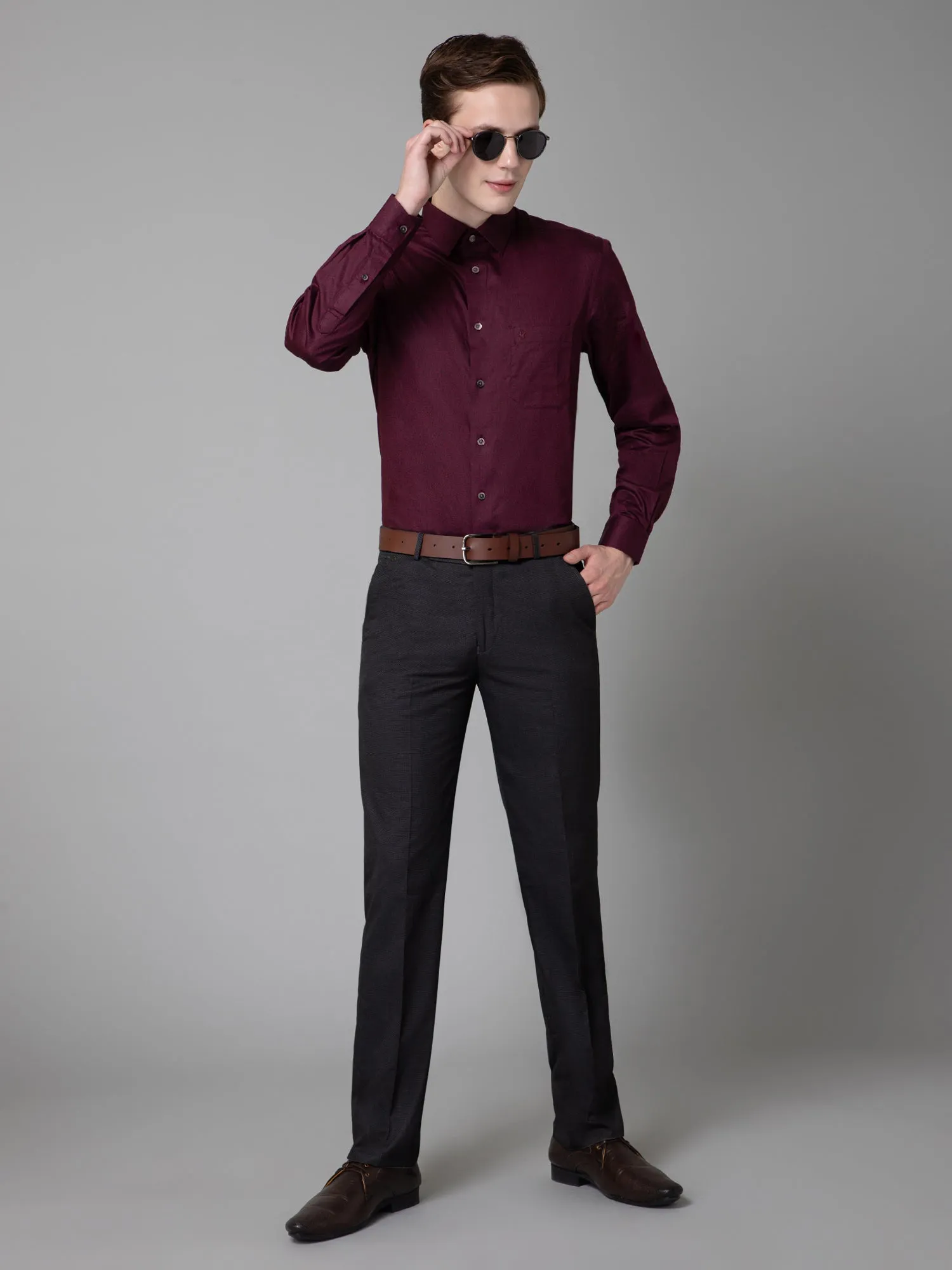 Men's Formal Flat front Charcoal Black  Trousers