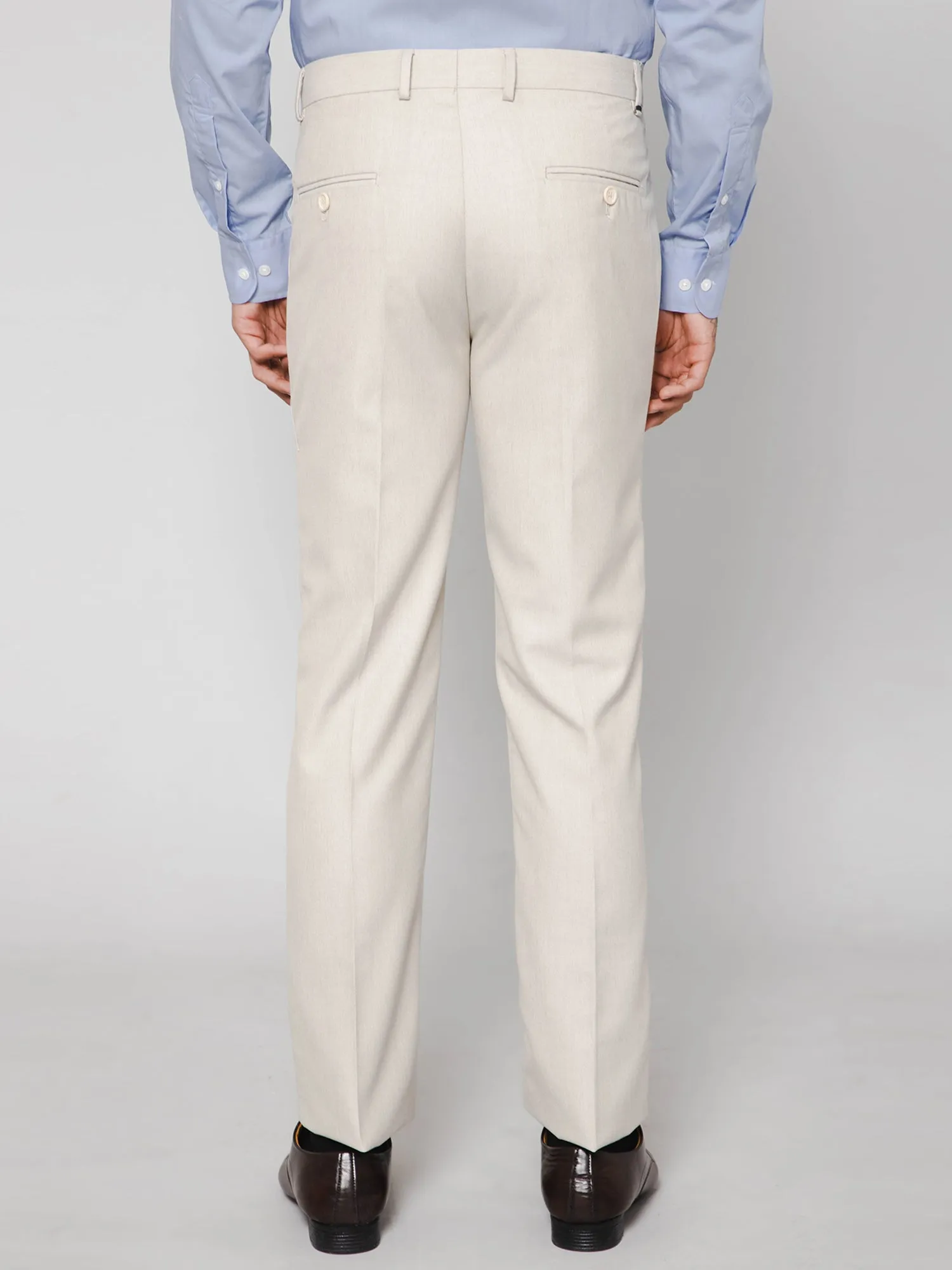 Men's Formal Flat front Light Fawn  Trousers