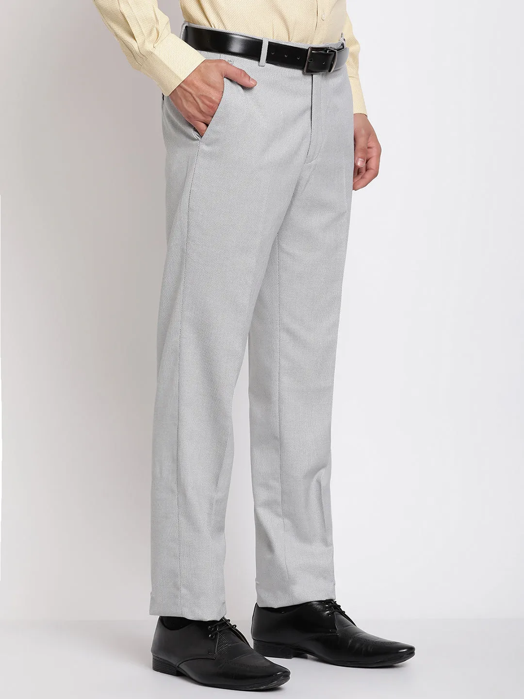 Men's Formal Flat front Light Grey  Trousers