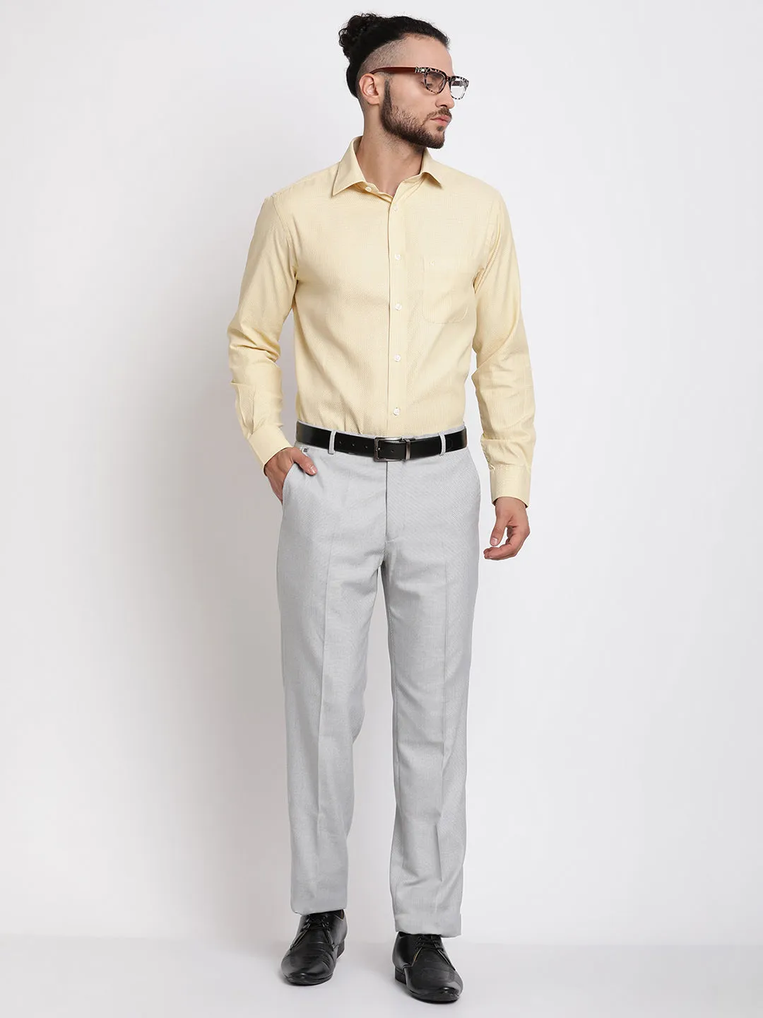 Men's Formal Flat front Light Grey  Trousers