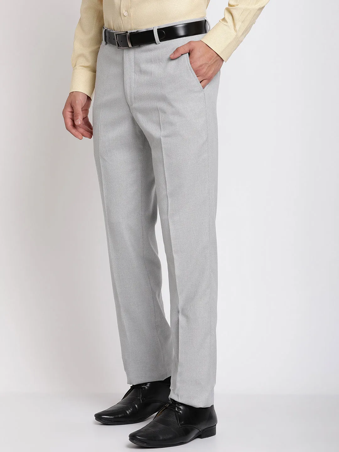 Men's Formal Flat front Light Grey  Trousers