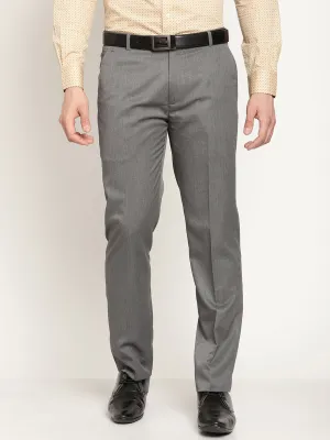 Men's Regular fit Flat front Grey  Trousers