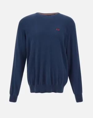 Men's Wool and Cotton Sweater in Blue