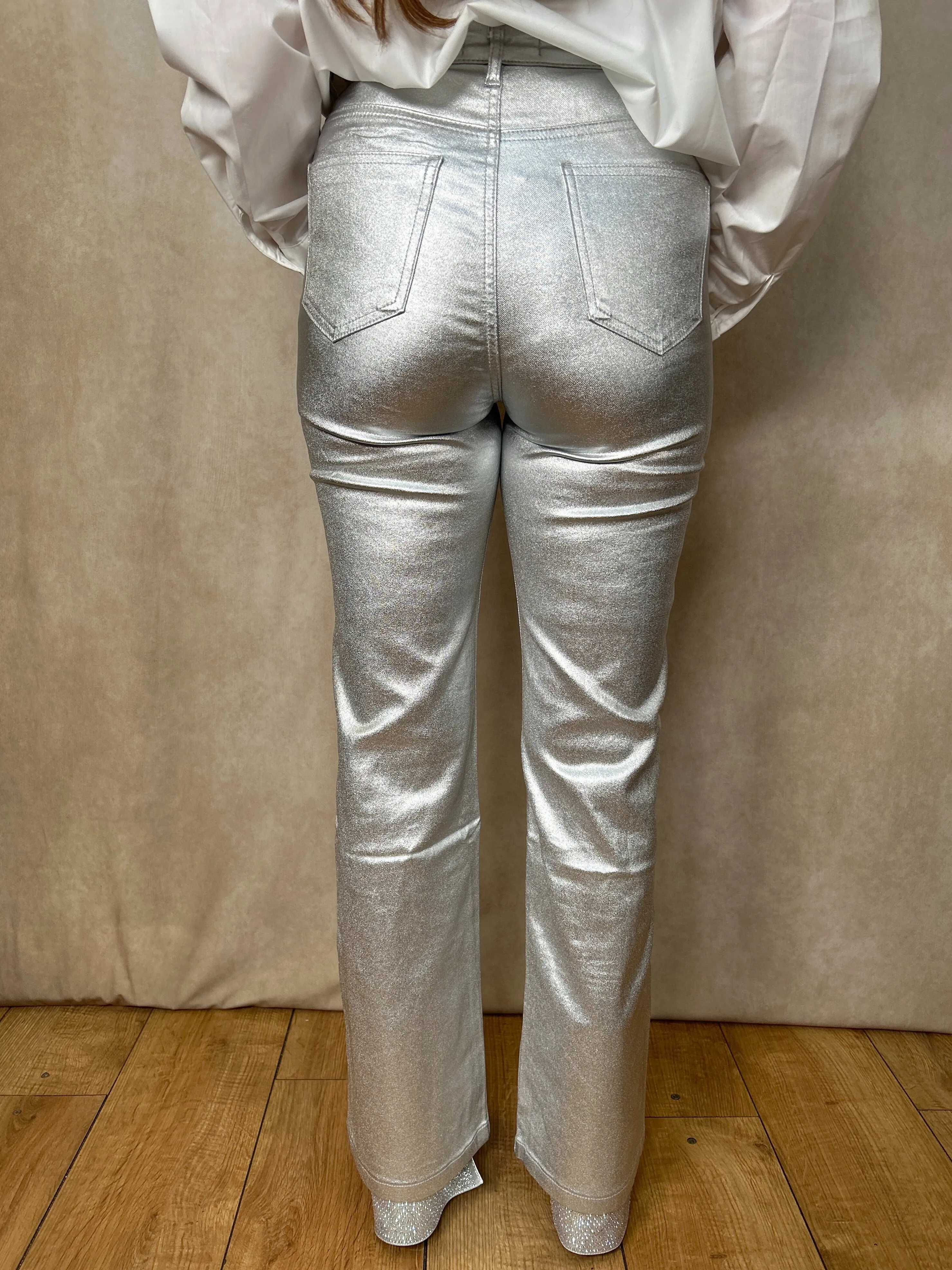 Metallic Silver Jeans