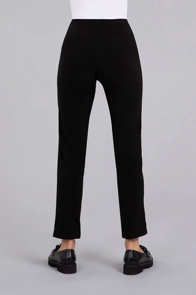 Mix Narrow Pant Midi with Faux Leather | Black