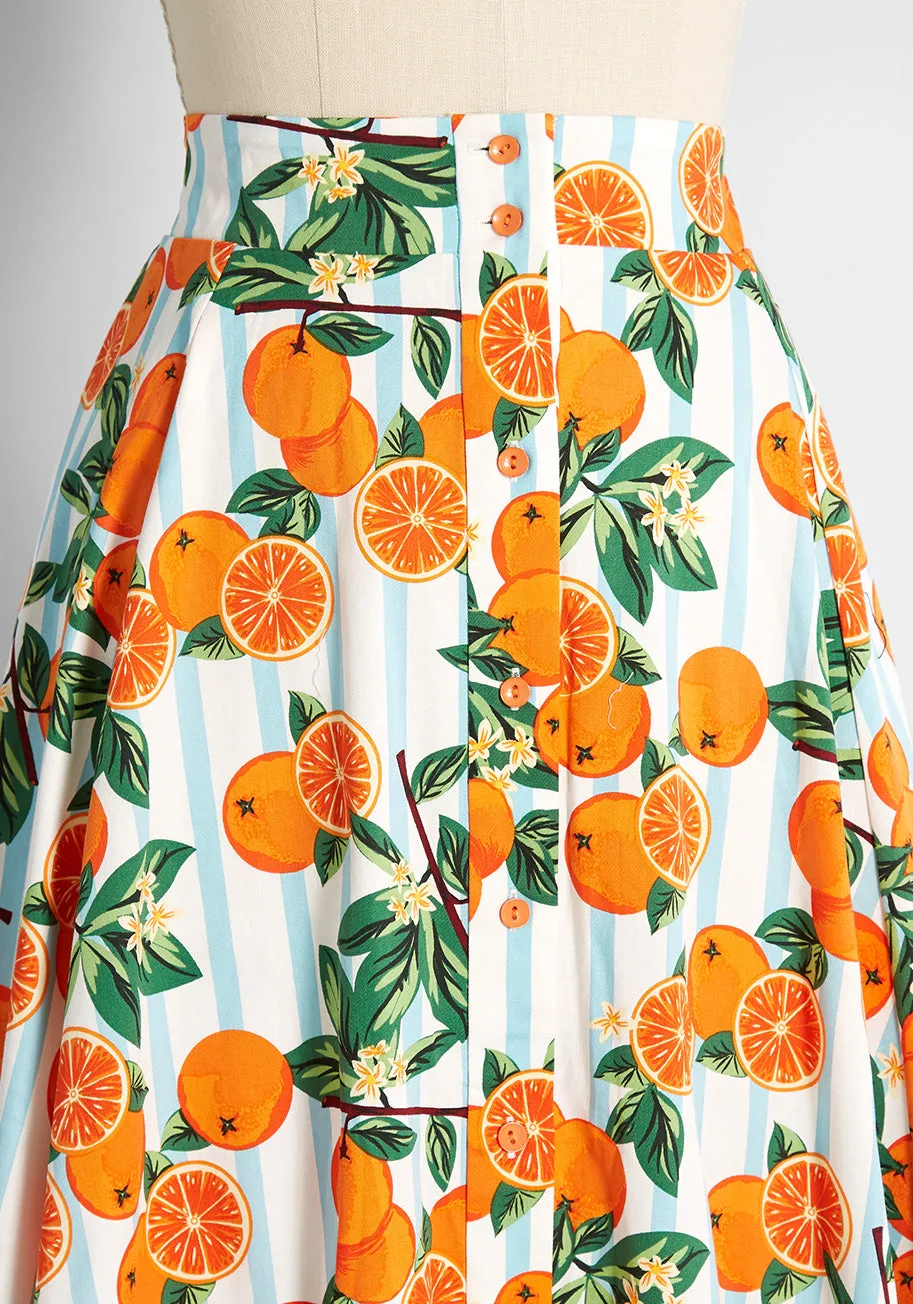 ModCloth x Collectif Orange You Sweet A-Line Skirt