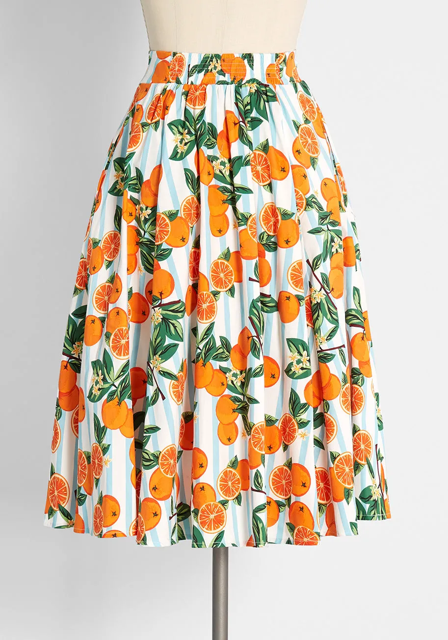 ModCloth x Collectif Orange You Sweet A-Line Skirt