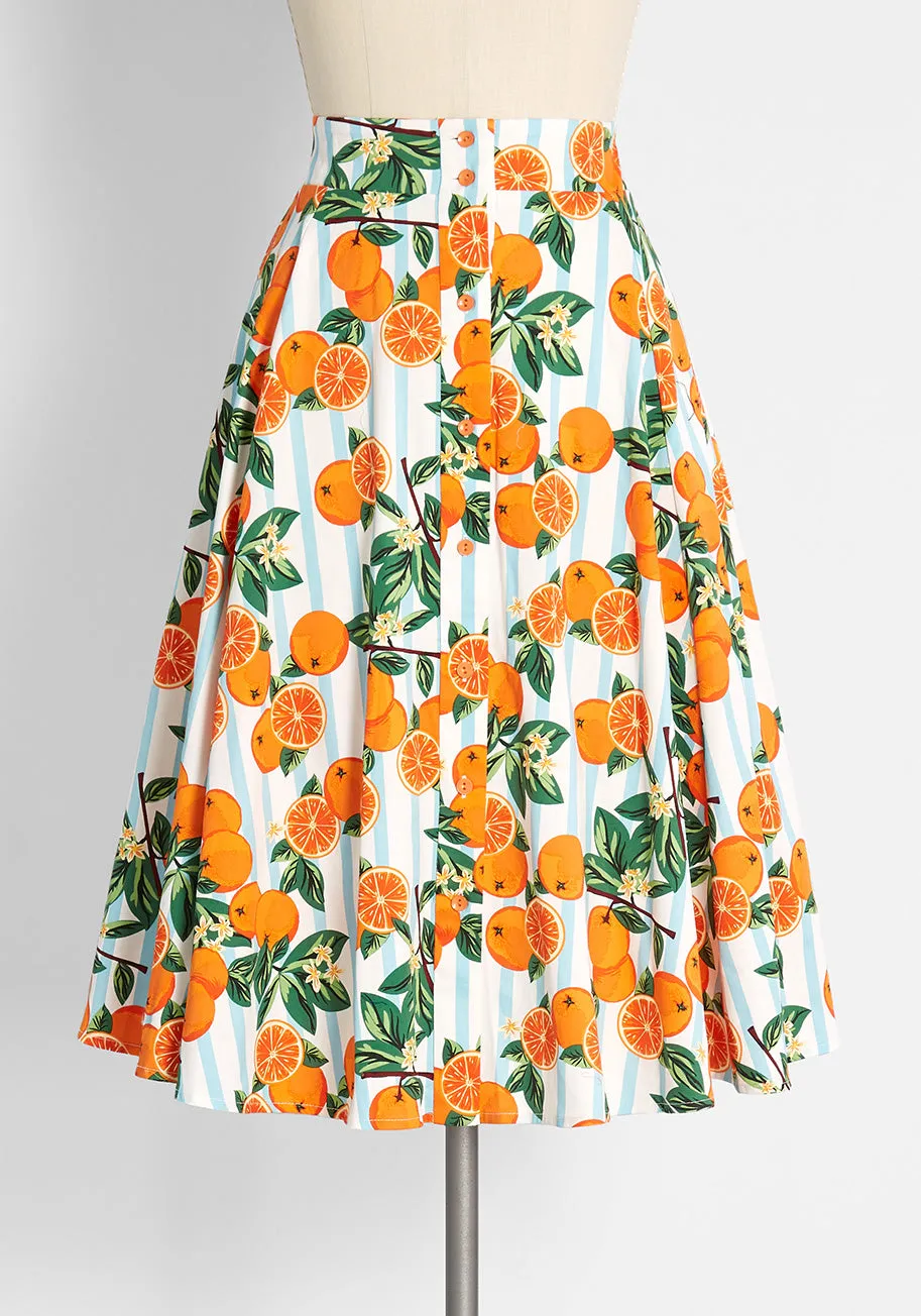 ModCloth x Collectif Orange You Sweet A-Line Skirt