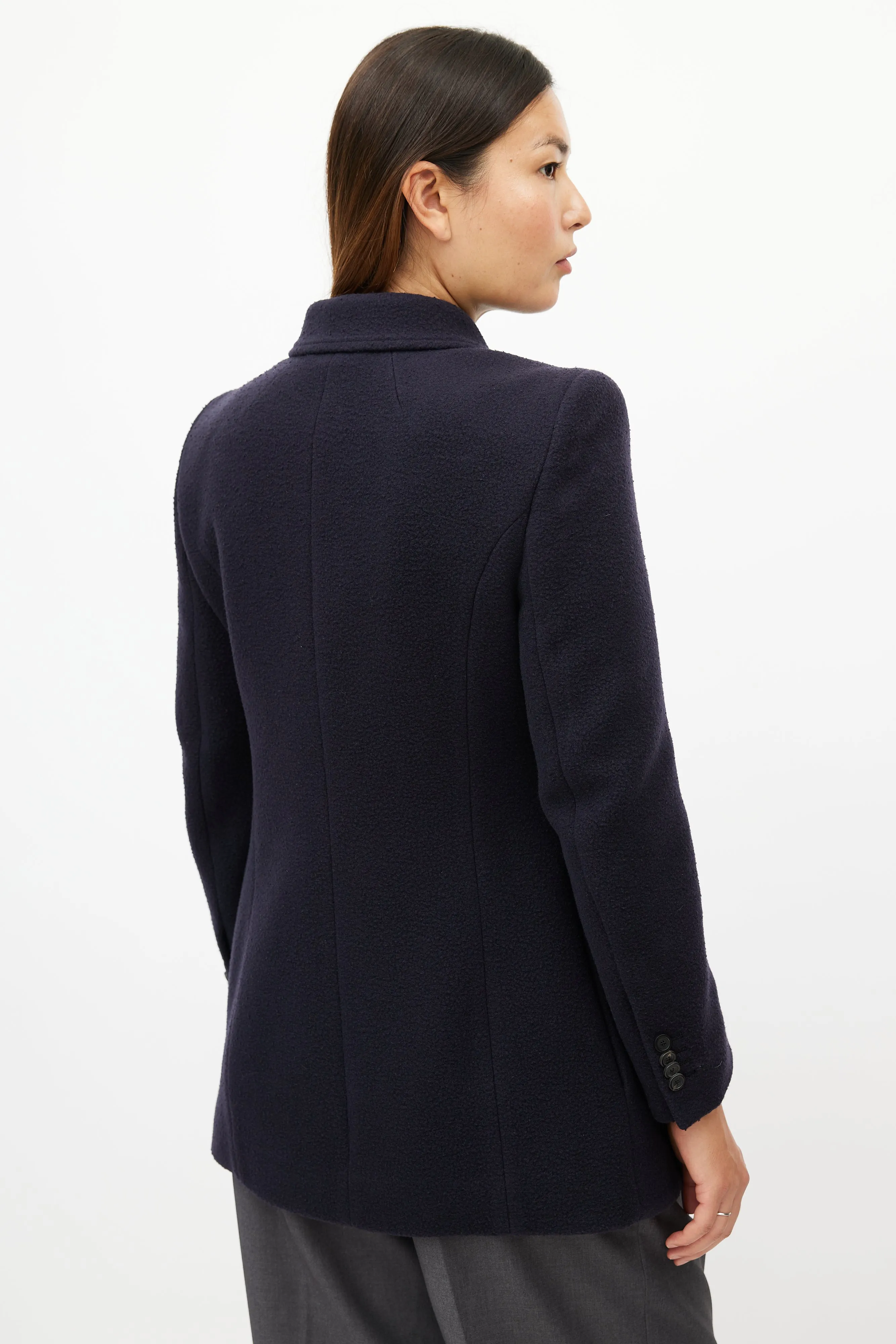 Navy Hourglass Wool Blazer