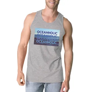 Oceanholic Mens Gray Graphic Tanks Lightweight Tropical Tank Top