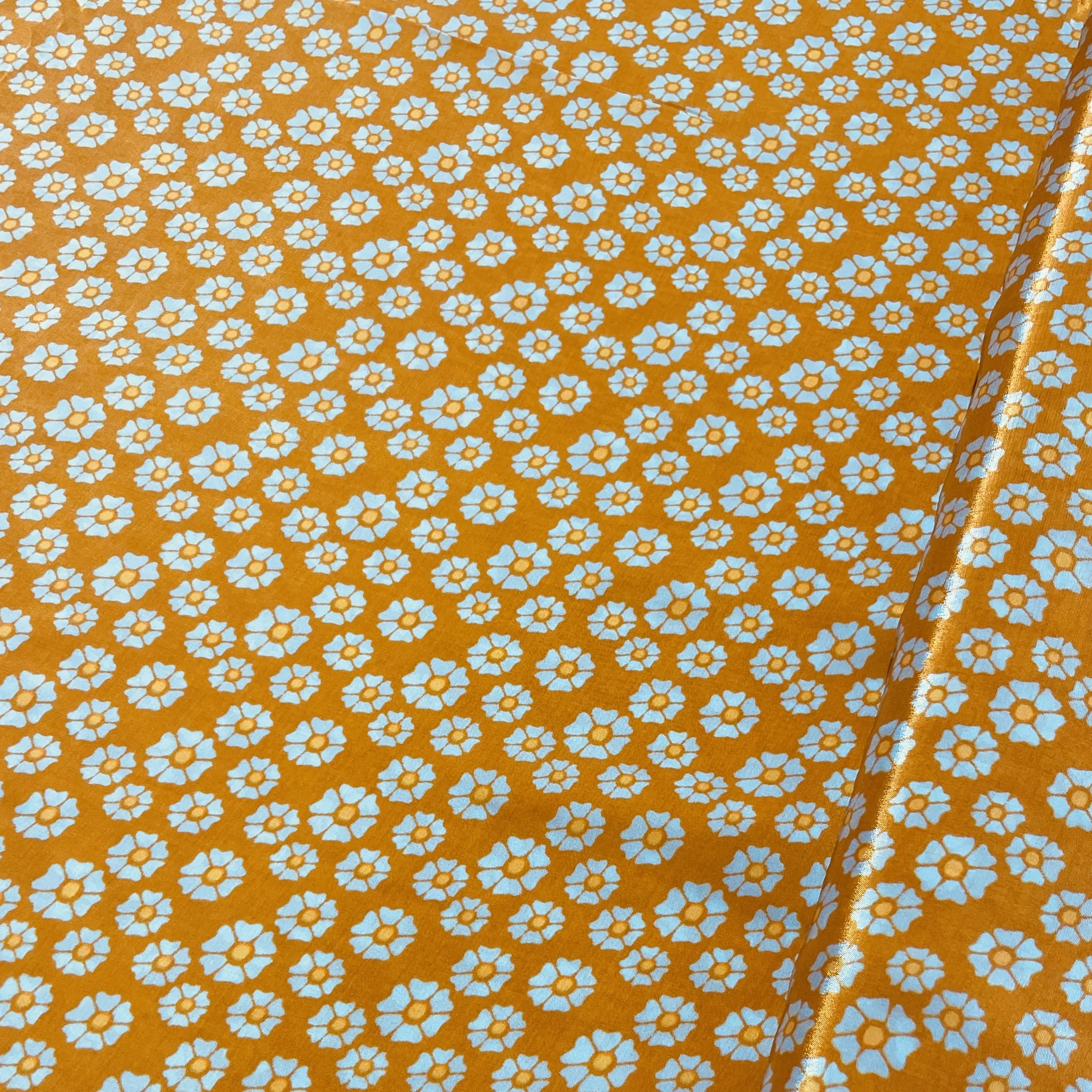 Orange Floarl Print Crepe Fabric 18158