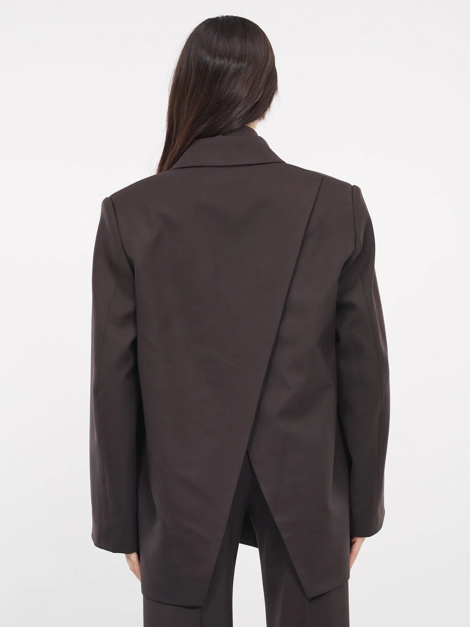 Oversized Open Back Blazer (023-W-1-02-CHOCOLATE)