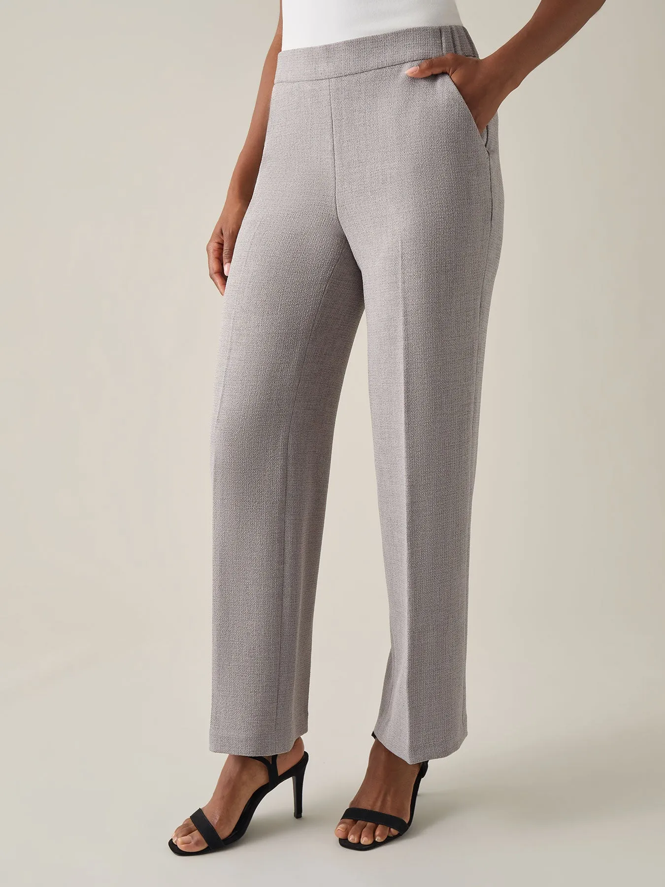 Petite Pull-On Trousers, Melange Crepe