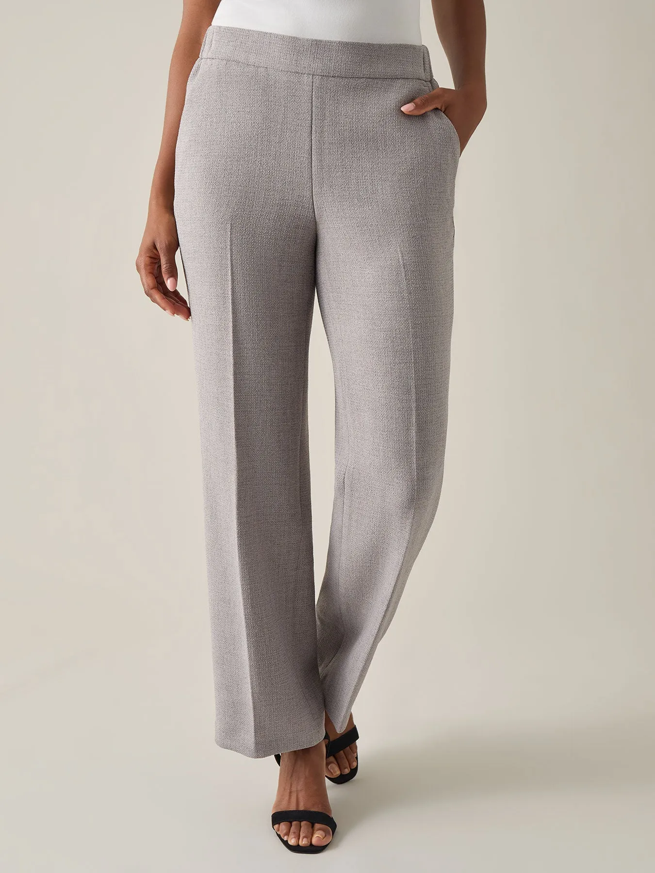 Pull-On Trousers, Melange Crepe