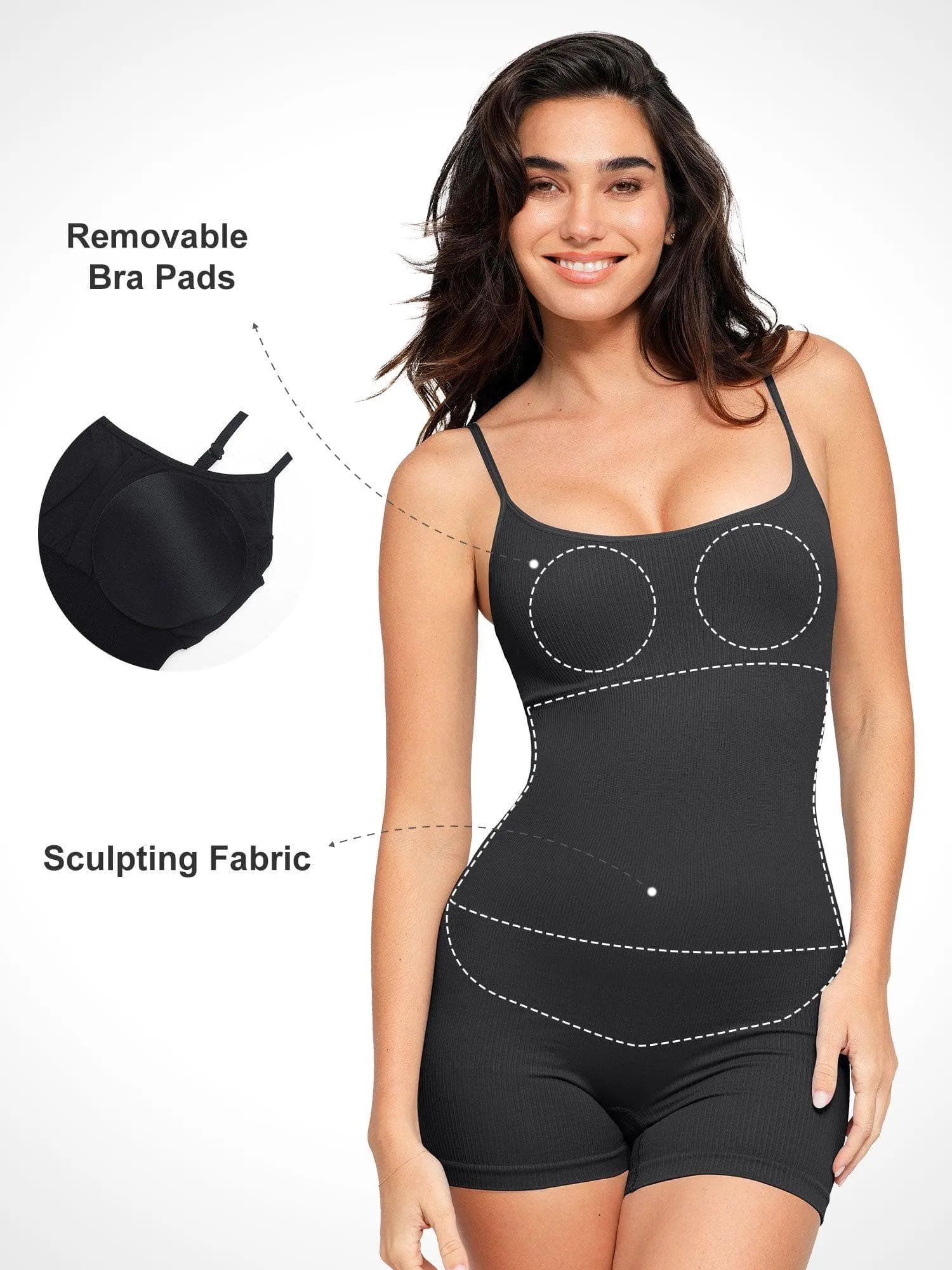 Shapewear Seamless Rib Strappy Romper