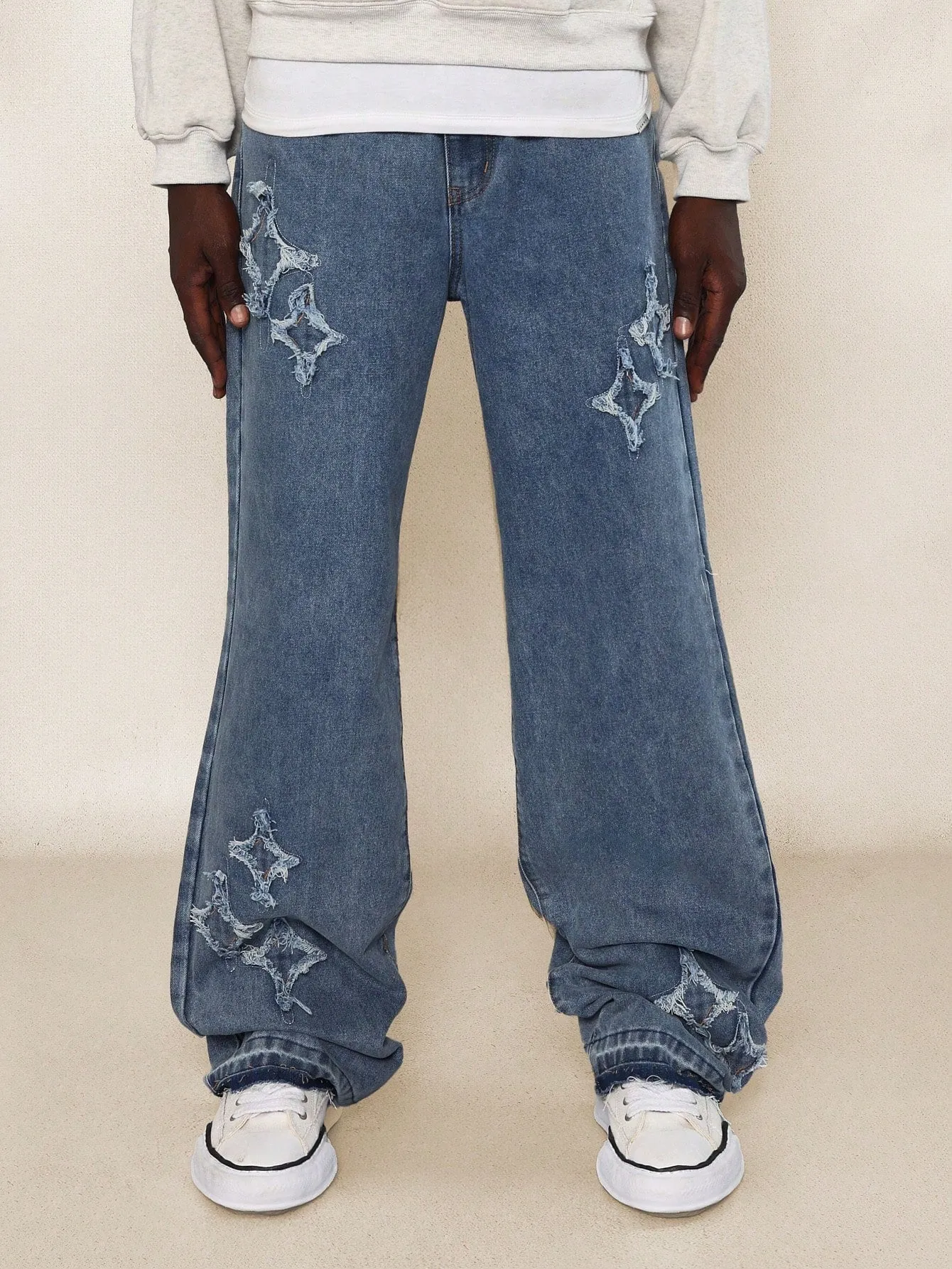 Straight Fit Distressed Denim Jean