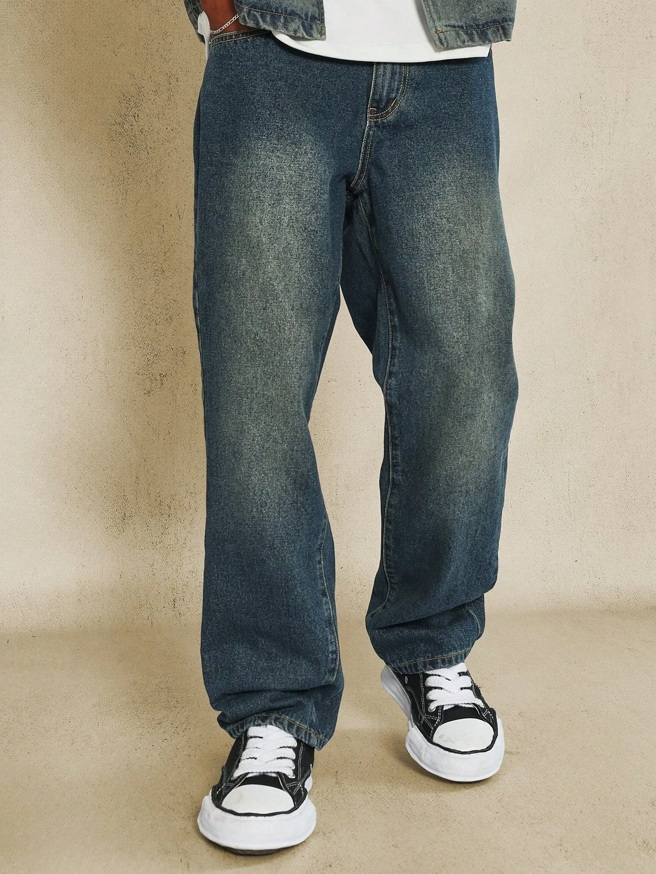 Straight Fit Washed Denim Jean