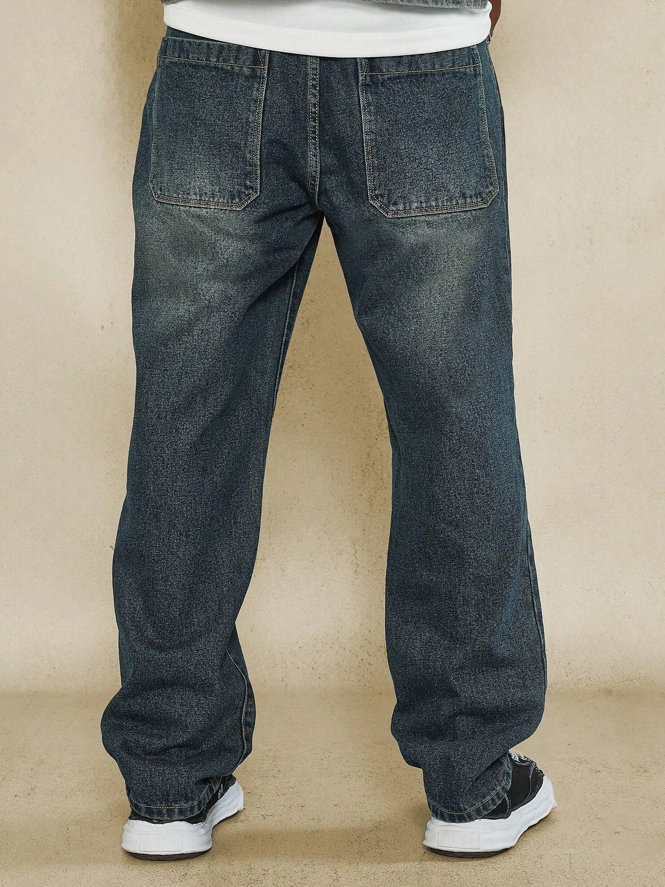 Straight Fit Washed Denim Jean