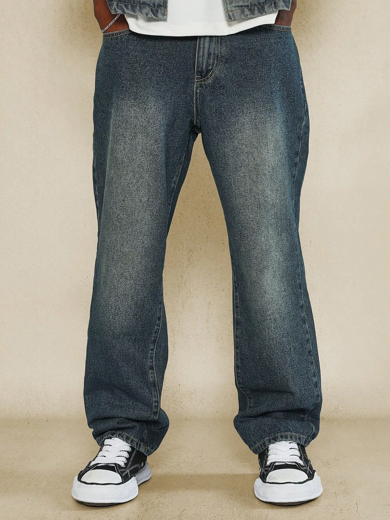 Straight Fit Washed Denim Jean