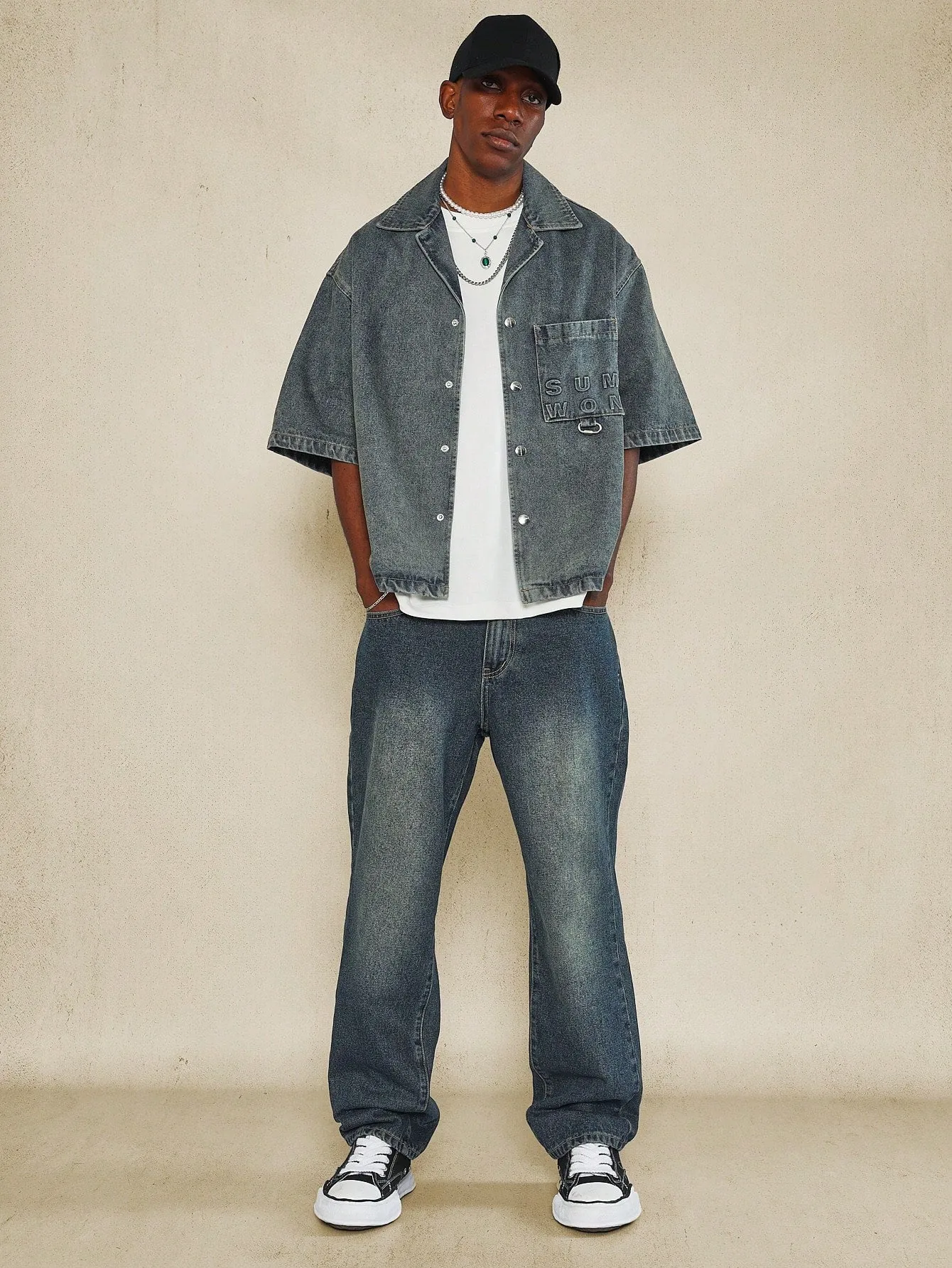 Straight Fit Washed Denim Jean