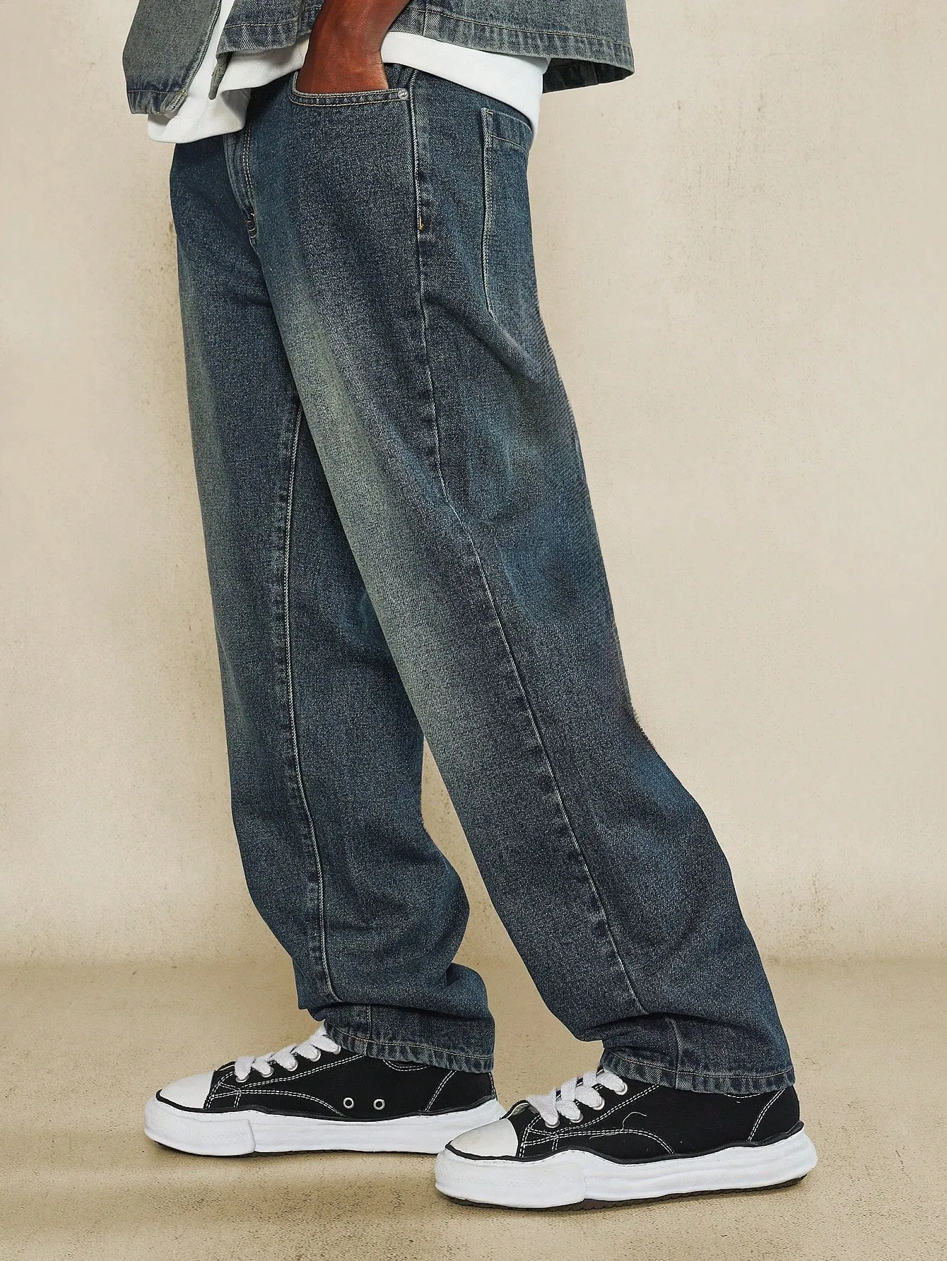 Straight Fit Washed Denim Jean