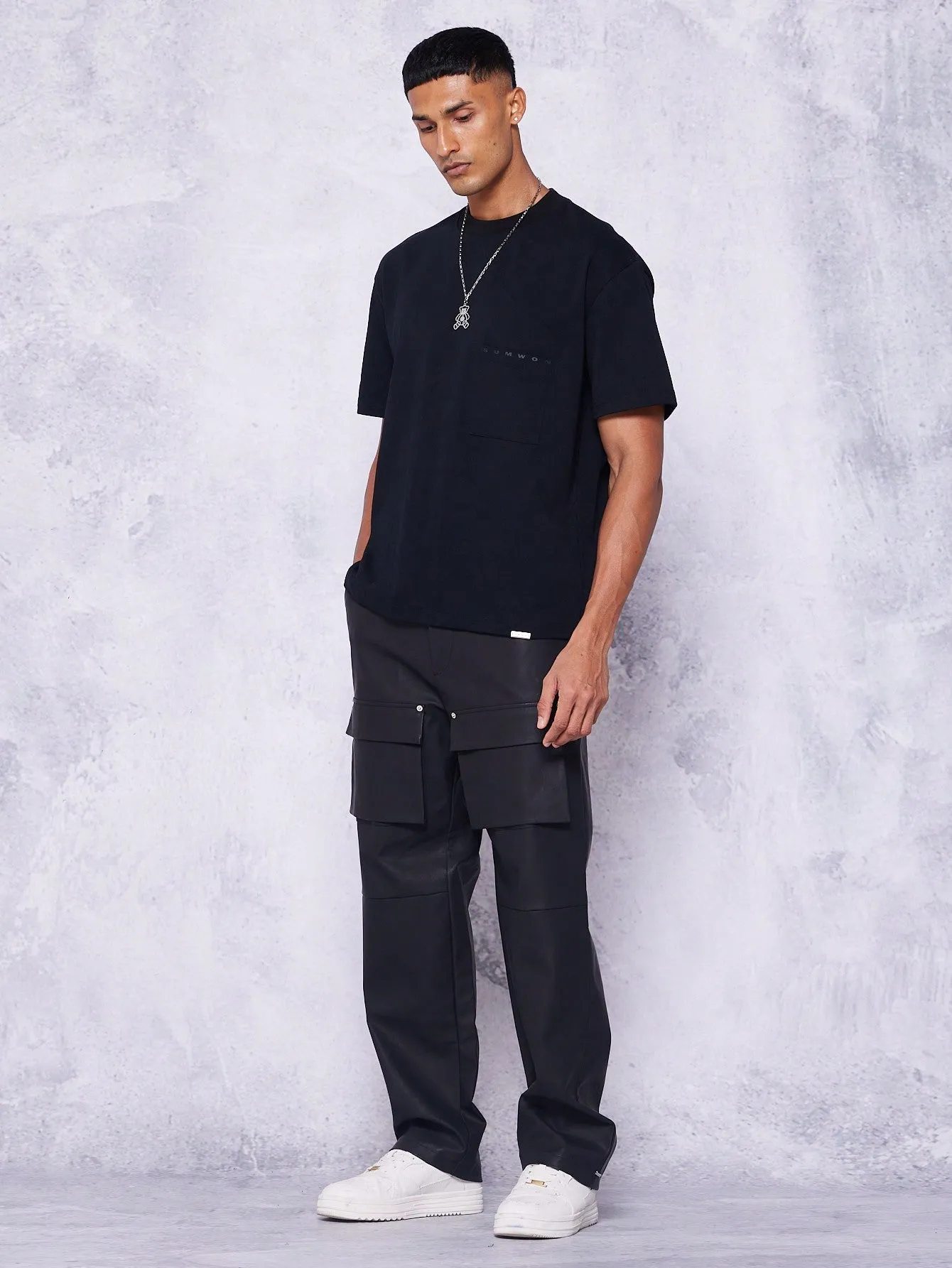 Straight Leg Pu Cargo Trouser