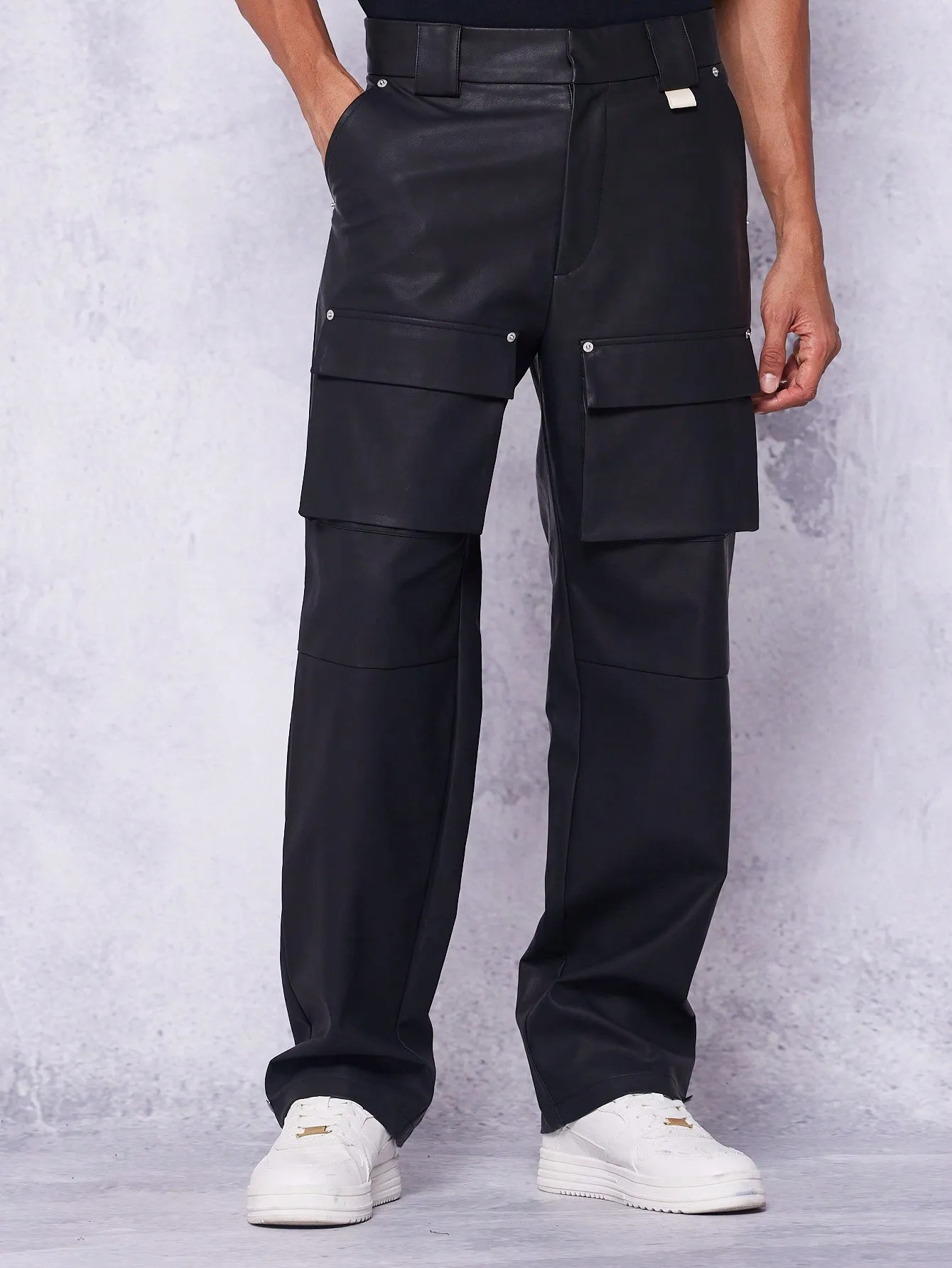 Straight Leg Pu Cargo Trouser