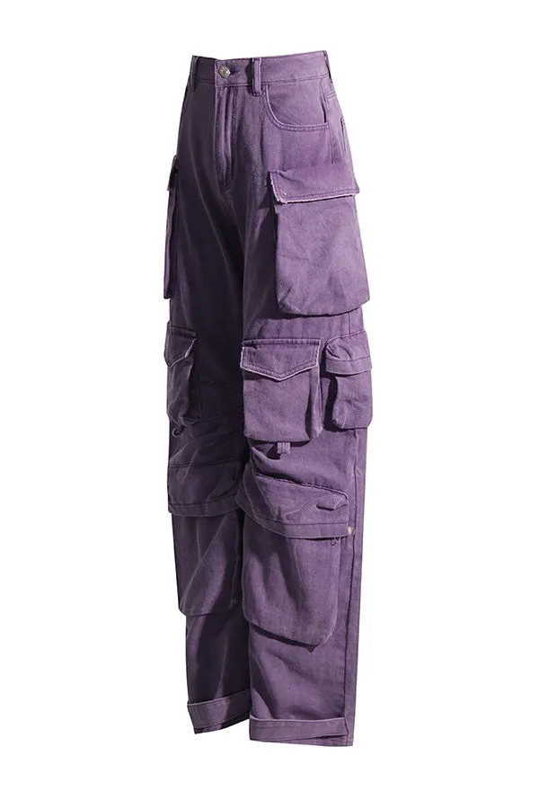 Stylish Flap Pocket Straight Leg Pants