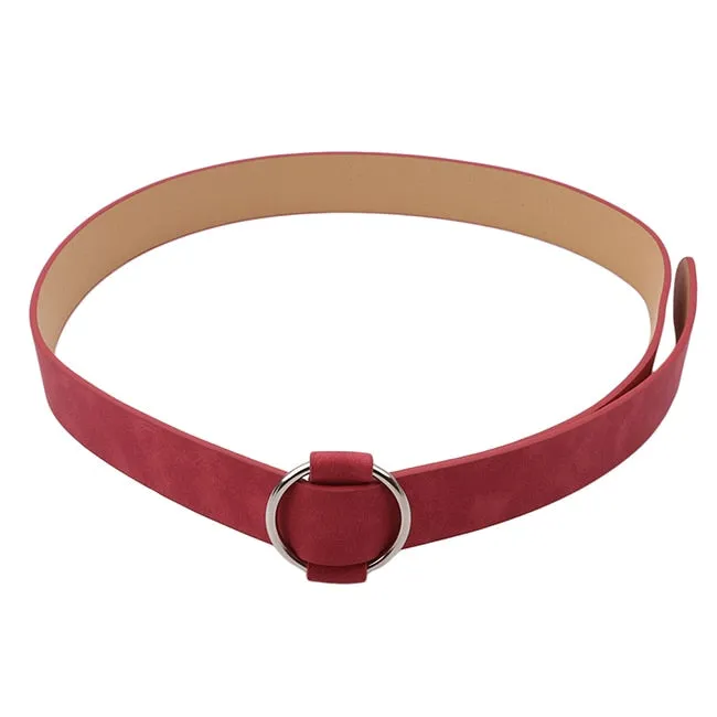 Stylish Leisure Women's Leather Belt With Metal Round Buckle For Dress Jeans