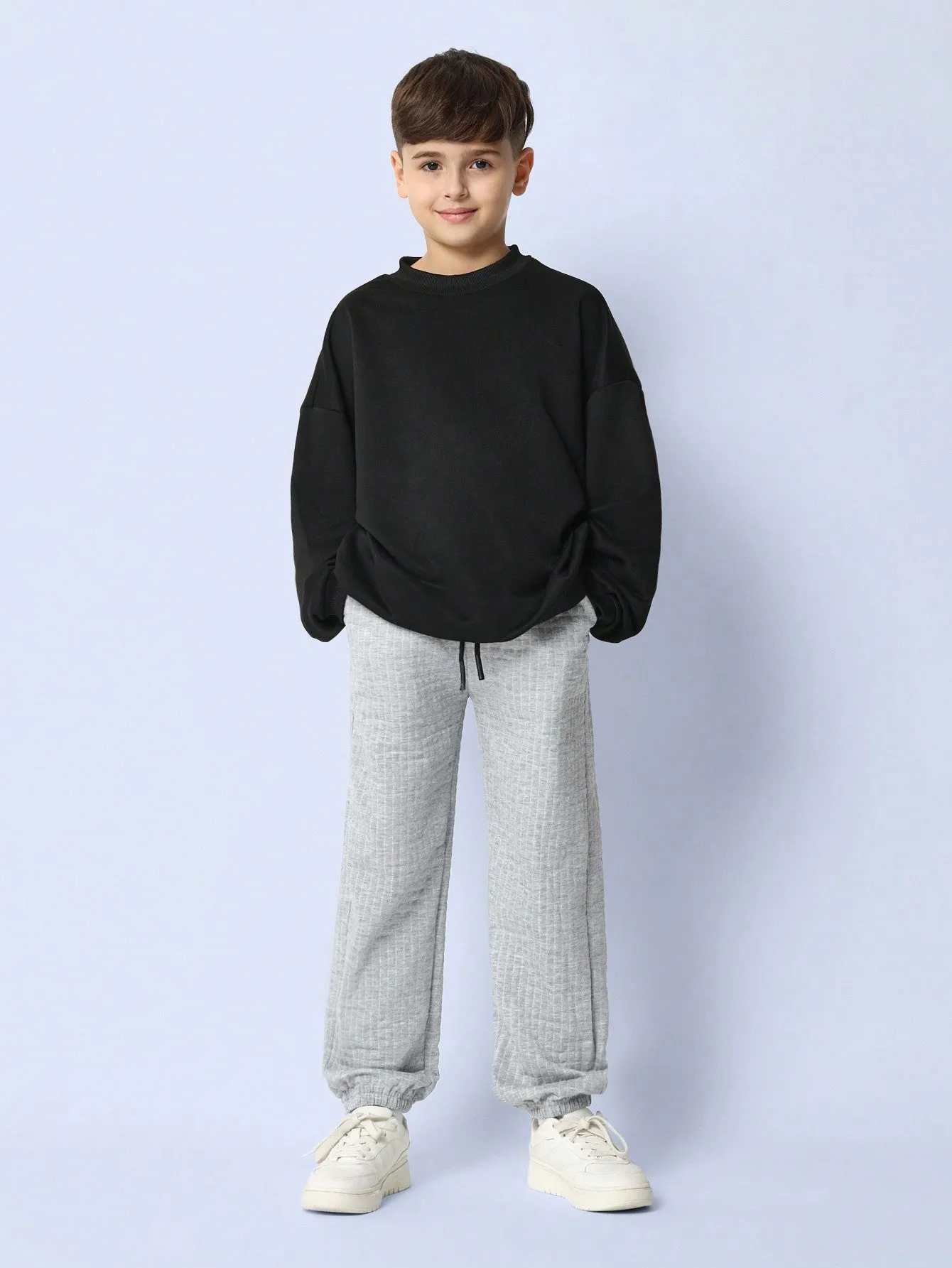 Tween Boys Textured Cuffed Jogger With Drawstrings