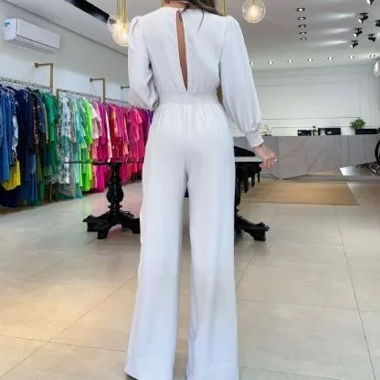 V-Neck Long Sleeve Jumpsuit