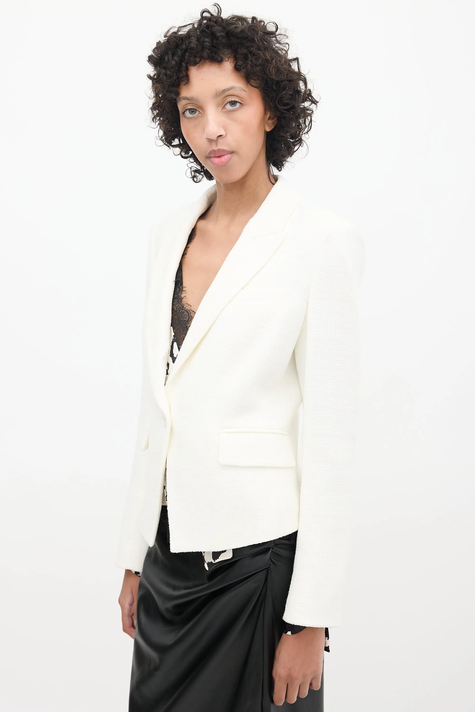 White Woven Blazer