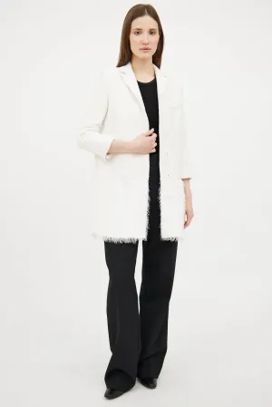 White Woven Fringe Blazer